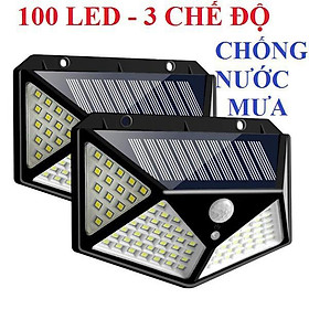 Đèn LED năng lượng mặt trời chống nước cảm biến chuyển động 100 LED siêu sáng 3 chế độ