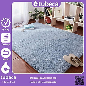 Mua Thảm Lông Cừu Trải Sàn Phòng Ngủ | Màu Xanh Xám | Thảm Cao Cấp | Dày Dặn | Cực Êm | 2m  x 1m6 | TUBECA