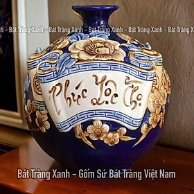 Bình Hút Lộc Phúc Lộc Thọ 22cm Đắp RỒNG VIỆT- Bình Phong Thuỷ ban thần tài, phòng khách