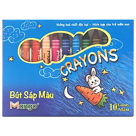 Bút Sáp Thường Mango 10 Màu BSTG10M - Hộp Xanh
