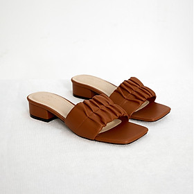OLV - Dép Ruched Mules In Brown