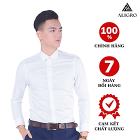 Áo sơ mi nam dài tay ALIGRO 100% chất cotton mềm mịn, thoáng mát, cổ bẻ dáng ôm body màu trắng ALGS149