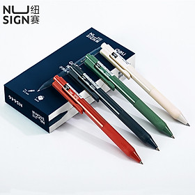 12Pcs/Box Nusign Gel Pens Press Type Ballpoint Pens 4 Colors 0.5mm Black Ink Signing Pens Student Study Writing Pens School Office Writing Supplies Stationery Bullet Pen