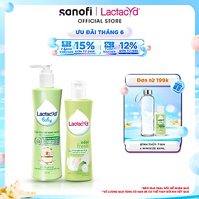 Bộ Dung Dịch Vệ Sinh Phụ Nữ Lactacyd Odor Fresh Ngăn Mùi 24H 250ml + Sữa Tắm Gội Trẻ em Lactacyd Baby Extra Milky 500ml