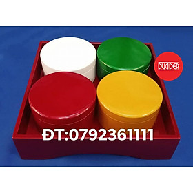 Mua KHAY 4 HỘP SƠN MÀI CAO CẤP ( KHAY VUÔNG 25CM - HỘP ĐK 11CM )
