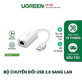 Cáp USB to Lan 2.0 cho Macbook, pc, laptop hỗ trợ Ethernet 10/100 Mbps chính hãng Ugreen 20253 hàng chính hãng