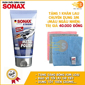 Kem đánh bóng kim loại chuyên dụng Metal Polish Sonax 204100 150ml tặng kèm 1 khăn 3M KL3030 màu ngẫu nhiên - Tăng độ sáng bóng, tẩy sạch rỉ sét, vết ố màu, 