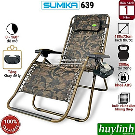 Mua Ghế xếp gấp thư giãn Sumika 639 - Rộng 73cm - Tải trọng 200kg - Tặng khay để ly - Hàng chính hãng