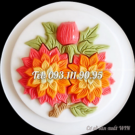 Mua Khuôn rau câu sinh nhật  cưới hỏi hoa cúc đôi – Khuôn hình tròn loại 20 cm - Mã số 1429