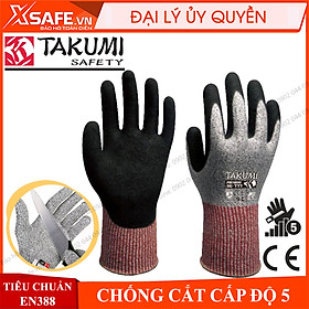 Găng tay chống cắt Takumi SG-777 cấp độ 5 - bao tay chống cắt độ khéo léo cao phủ Pu chống dầu, tăng độ bám