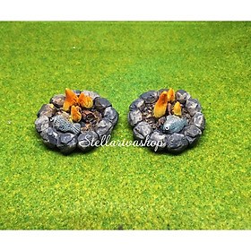 Mô hình lửa trại nướng cá trang trí tiểu cảnh, terrarium quà tặng trang trí