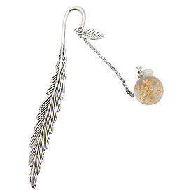 Bookmark Đánh Dấu Sách Lông Vũ Kim Loại Phối Quả Cầu Thủy Tinh Hình Hoa (Hoa Ngẫu Nhiên)