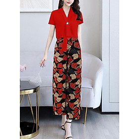 Set Đồ Nguyên Bộ Dạo Phố Thanh Lịch Dạng Set Áo Kèm Phụ Kiện Vuông Quần Họa Tiết GOTI 3289S