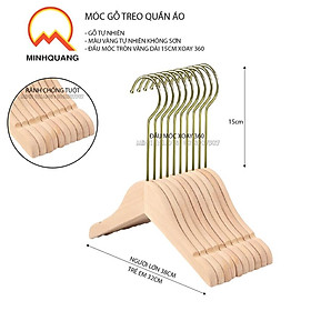 Mua móc treo quần áo bằng gỗ mộc đầu móc mạ vàng  dùng cho cửa hàng  shop thời trang  chụp ảnh live