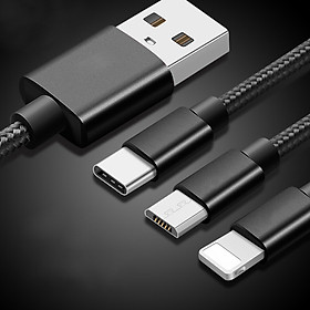 Bộ Cáp Sạc 3 Kết Nối KOOLIFE Apple/Android/Type-c - Đen