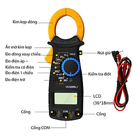 Mua Đồng Hồ Đo Điện Ampe Kế Cầm Tay Kẹp Vạn Năng Kỹ Thuật Số Kẹp Mét VC3266L+ (Tặng kèm Pin)