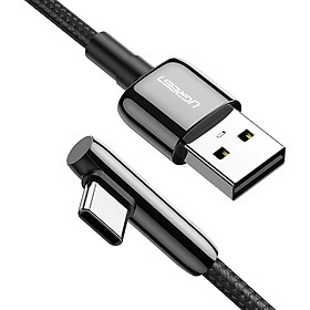 Cáp USB type C bẻ góc phải 90 độ ra usb A chống nhiễu 0.5M màu đen Ugreen 313TYC70282US Hàng chính hãng