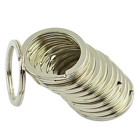 Metal Loop Split Flat Key Rings Diameter 28mm Silver Pack of 12