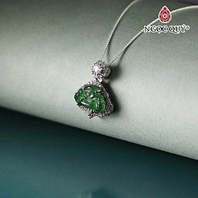 Dây chuyền Di lặc phỉ thúy cao băng lục type A 13x15mm dài 19mm - Ngọc Qúy Gemstones