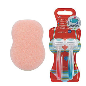 Mua Combo Mút tắm + 2 dao cạo chuyên dùng cho phụ nữ nội địa Nhật Bản