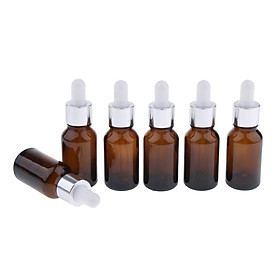 Pack of 6pcs, Refillable Dropper Bottles Containers, Glass Essential Oil Vials Atomisers with Silver Cap, Home Travel