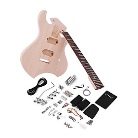 Bộ Dụng Cụ DIY Lắp Ráp Đàn Guitar Điện Thân Gỗ Trầm Và Cổ Bàn Phím Gỗ Hồng Sắc Kèm Cầu Rung Muslady