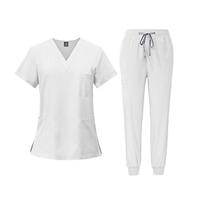 Nursing Uniforms Beauty Salon Shop V Neck T Shirts Women Scrubs Sets