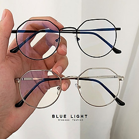 Kinh Giả Cận, Gọng Kính Cận Nam Nữ Mắt Vuông Tròn Gọng Bạc Không Độ Hàn Quốc - BLUE LIGHT SHOP