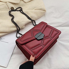 Women Chain Messenger Shoulder Bag Clutch Wallet Crossbody Bag Wine Red