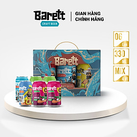 Bia thủ công Barett thùng mix 4 vị ( 6 lon 330ml)