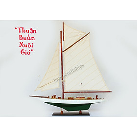 Mô hình thuyền buồm gỗ Columbia (Trắng - Xanh lá) 50cm