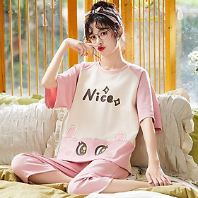 Set bộ ngủ, đồ mặc nhà áo cộc quần lửng nhiều mẫu vải thun cotton TL