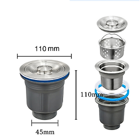Mua Bộ xi phông bồn rửa chén bát DÀY ĐẸP  SIÊU BỀN  THOÁT NƯỚC NHANH X40  bồn inox 2 ngăn