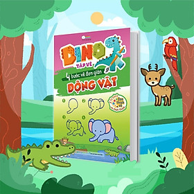 Sách - Dino Tập Vẽ - 4 Bước Vẽ Đơn Giản Động Vật - Megabook