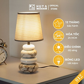 Đèn Ngủ HUTA Light For Life S12 Đá Gốm Sứ Xếp Độc Đáo, Decor Trang Trí Phòng Ngủ, Điều Chỉnh Độ Sáng, Bóng Led Sáng Vàng Tiết Kiệm Điện