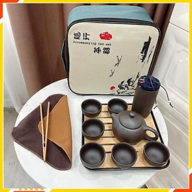 Mua Bộ ấm chén trà đạo sứ ngọc có khay gỗ đựng phong cách Nhật Bản