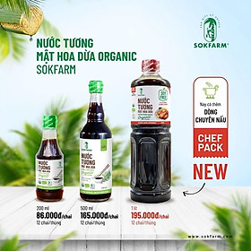 Nước tương Mật hoa dừa Sokfarm, ít muối, không từ đậu nành