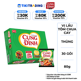 Thùng 30 Gói Mì Khoai Tây Cung Đình Hương Vị Lẩu Tôm Chua Cay 80g/Gói