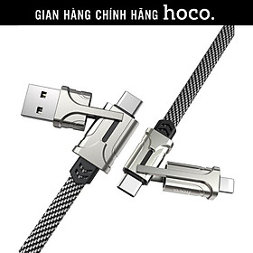 Dây sạc nhanh 4 in 1 Hoco S22 3A 1m2, cáp sạc bọc dù 1m2 cao cấp hàng chính hãng Hoco Mall Official