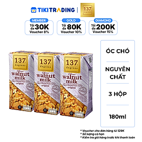 Lốc 3 hộp Sữa hạt Óc chó Nguyên chất 137 DEGREES 180ml