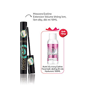 TẶNG NƯỚC TẨY TRANG Mascara Eveline Extension Volume không lem, làm dày,