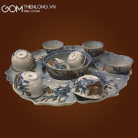 Mua Bộ Bát Đĩa Thắp Hương Men Rạn Đắp Nổi - Đồ Thờ Cúng Bát Tràng - Gốm Thiên Long