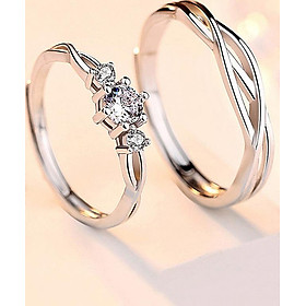 Nhẫn cặp đôi bạc Hàn 925 Thiết kế Hòa quyện