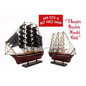 (Sẵn sàng trưng bày)Combo 2 thuyền buồm PHONG THỦY 25cm&20cm (đen-trắng) có hỗ trợ ship