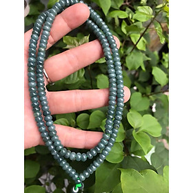 DÂY CHUYỀN DÀI ĐEO CỔ ĐÁ CẨM THẠCH BÁNH XE MÀU XANH ĐẬM NHẸ TỰ NHIÊN TRỒNG CỔ Dài 32cmx dầy 6mm dài mặt trước ngực rất đẹp