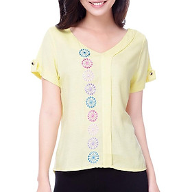 Áo Kiểu Thêu 2 Mặt An Thủy 617 - Vàng