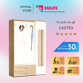 Tủ quần áo gỗ hiện đại SMLIFE Castex | Gỗ MDF dày 17mm chống ẩm | D120xR45xC184cm