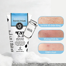 Sữa rửa mặt trắng da tạo bọt Scentio Milk Plus Whitening Facial Foam Thái Lan 100ml