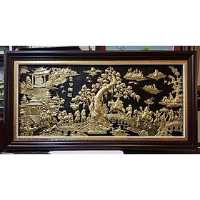 Mua Tranh đồng vàng nguyên chất liền tấm -VINH QUY BÁI TỔ-A096