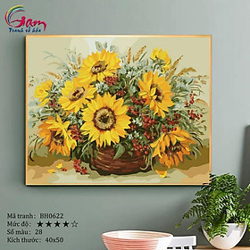Mua Tranh tự tô màu sơn dầu số hóa Mã BH0622 Hoa hướng dương